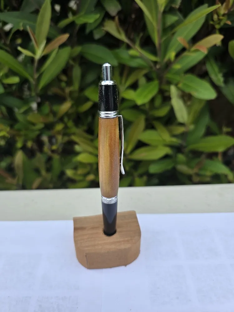 Kauri Chrome Black Chrome Click Pen - handcrafted wooden toy NZ