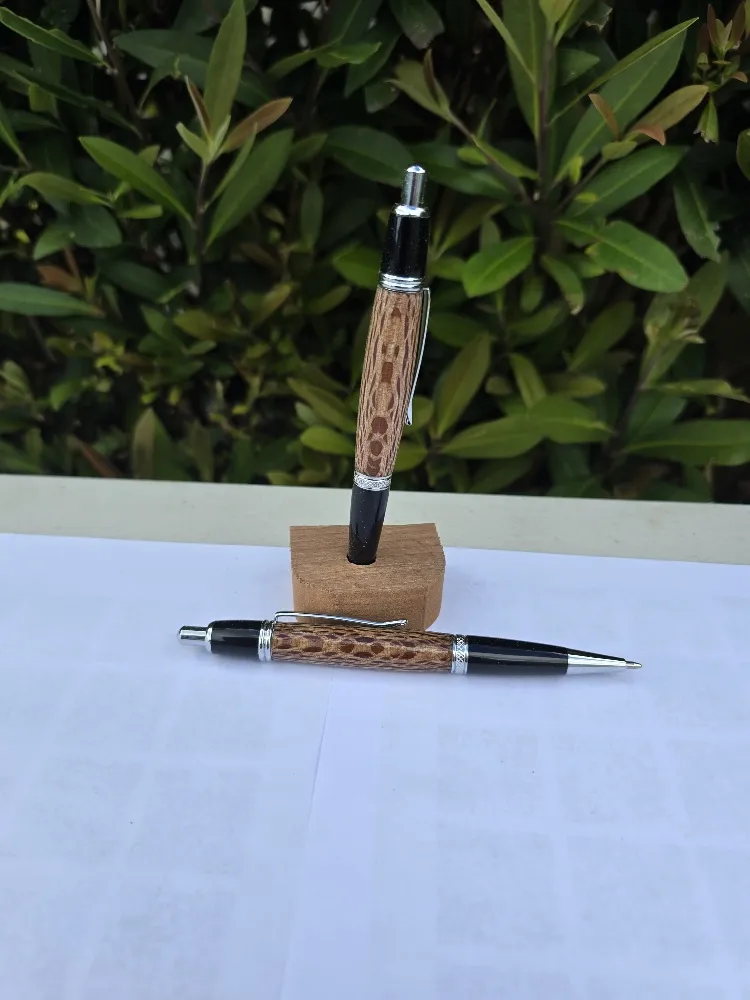 Rewa-Rewa Chrome Black Chrome Click Pen - handcrafted wooden toy NZ